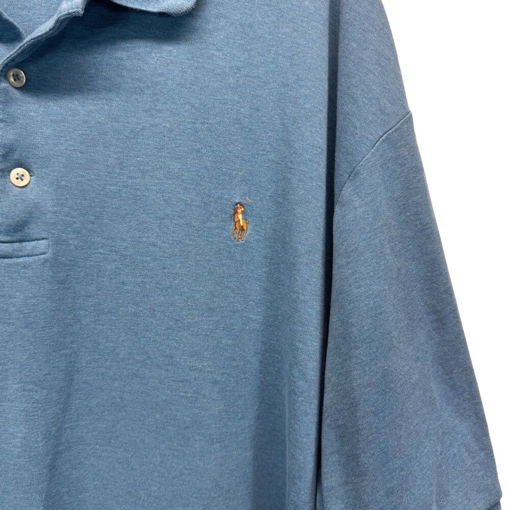 Polo Ralph Lauren Blue Polo Shirt 3XLT Big Tall Short Sleeve Flesh Pony Logo - Picture 2 of 5